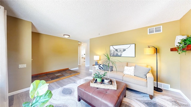 6836 W 79th Dr, Arvada, CO 80003 - living area featuring wood finished floors and a textured ceiling