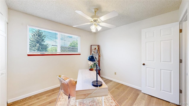 6836 W 79th Dr, Arvada, CO 80003 - office space featuring light wood-style floors, a ceiling fan, and a textured ceiling