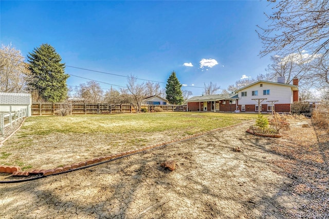 view of yard with a fenced backyard