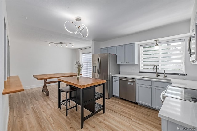 4808 S Ward Way, Morrison, CO 80465 - kitchen with stainless steel appliances, light wood-type flooring, light countertops, and plenty of natural light