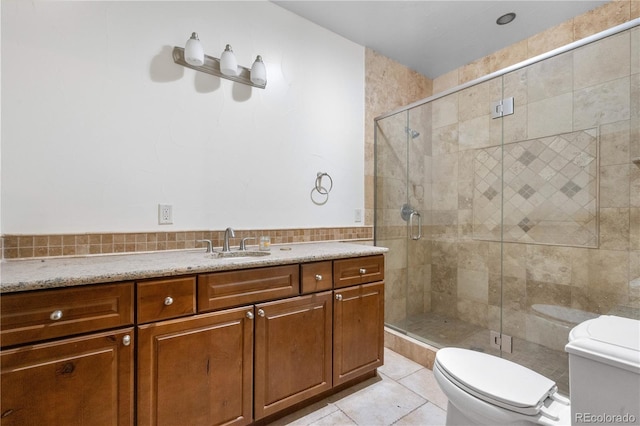 1195 W 70th Ave, Denver, CO 80221 - bathroom featuring vanity, a shower stall, and tile patterned flooring