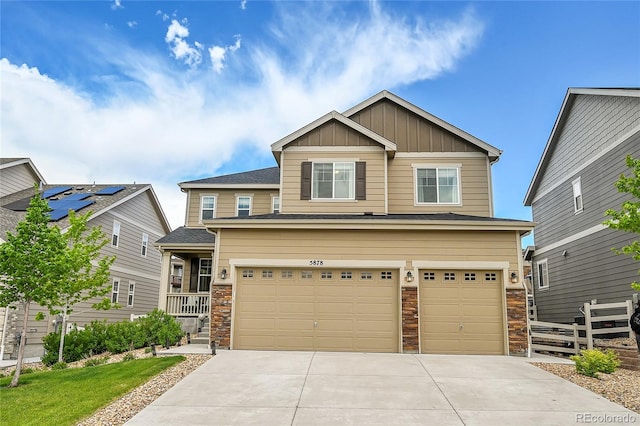 craftsman inspired home featuring a garage