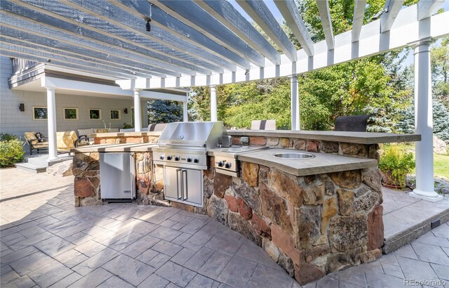 4483 W Cottonwood Pl, Littleton, CO 80123 - view of patio with area for grilling, a grill, and a pergola