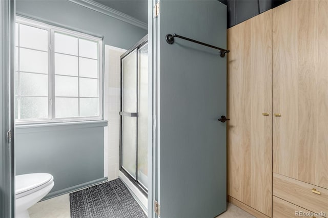 16051 E Alabama Dr, Aurora, CO 80017 - full bathroom featuring a stall shower and crown molding