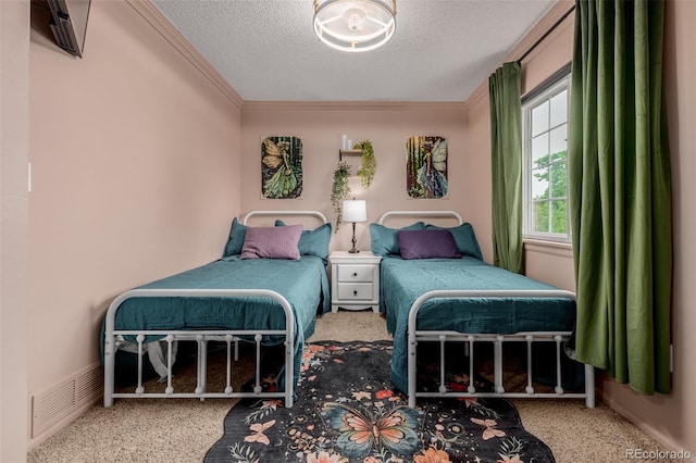 16051 E Alabama Dr, Aurora, CO 80017 - carpeted bedroom with a textured ceiling and ornamental molding