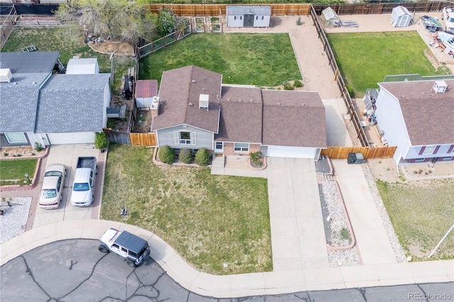 bird's eye view featuring a residential view