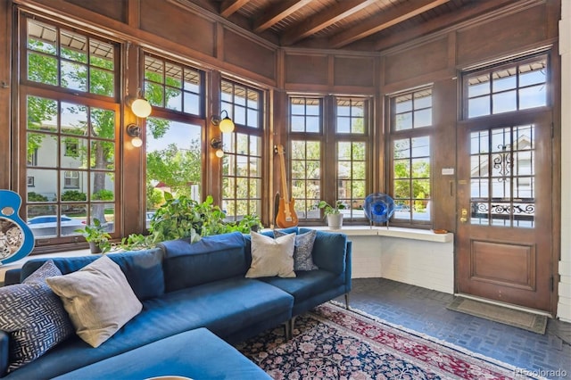 1401 N Franklin St Unit 1, Denver, CO 80218 - sunroom / solarium featuring french doors and beam ceiling