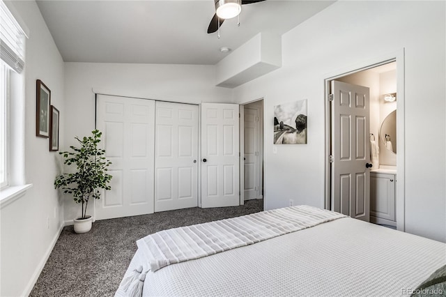 2642 Devonshire Ct, Denver, CO 80229 - carpeted bedroom with a closet, ceiling fan, baseboards, and connected bathroom