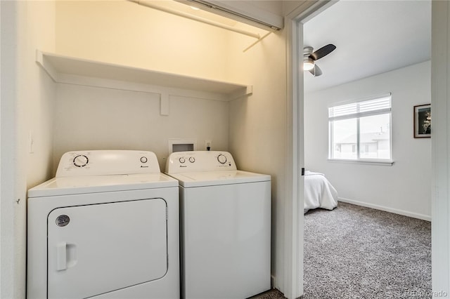 2642 Devonshire Ct, Denver, CO 80229 - laundry room with washer and dryer, carpet, and baseboards