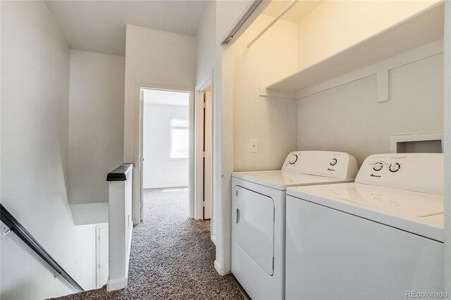 2642 Devonshire Ct, Denver, CO 80229 - washroom featuring carpet flooring and independent washer and dryer