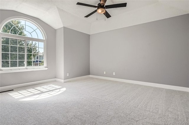 5370 S Jebel St, Centennial, CO 80015 - unfurnished room featuring vaulted ceiling, light carpet, and a ceiling fan