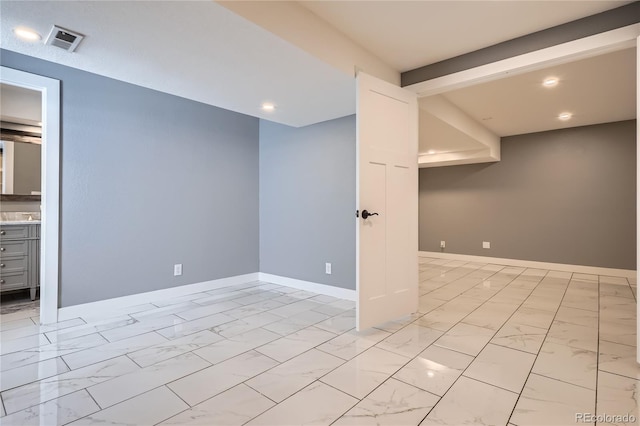 5370 S Jebel St, Centennial, CO 80015 - finished basement with light marble finish floors and recessed lighting