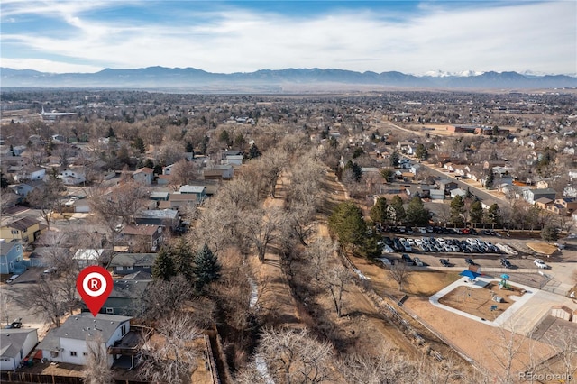 aerial view with a mountain view