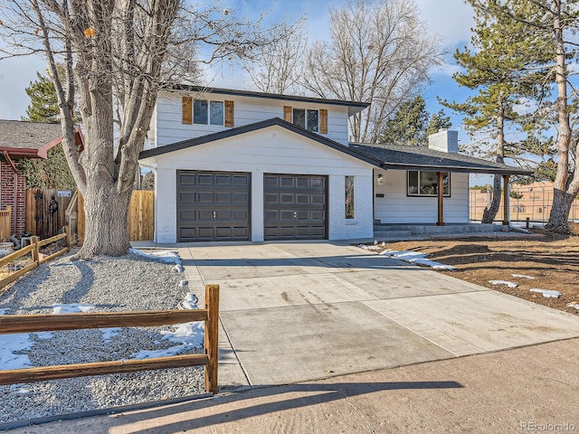 view of front facade with a garage