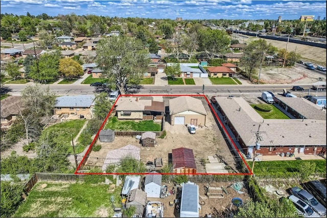4835 Harlan St, Wheat Ridge, CO 80033 - aerial view of residential area featuring property parcel outlined