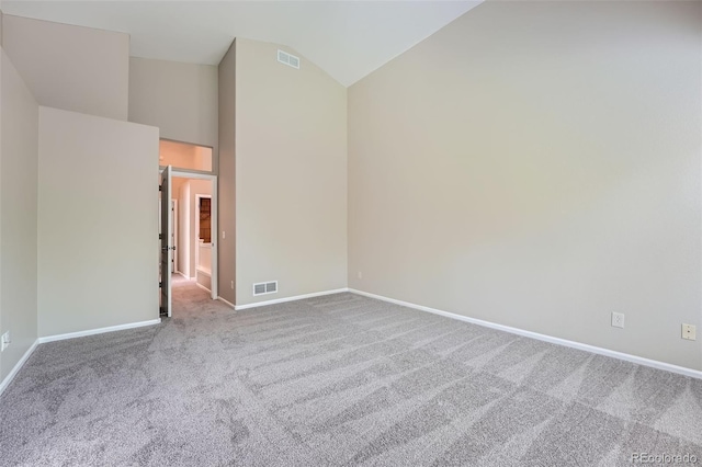 22436 E Maplewood Pl, Aurora, CO 80015 - spare room featuring carpet floors and high vaulted ceiling