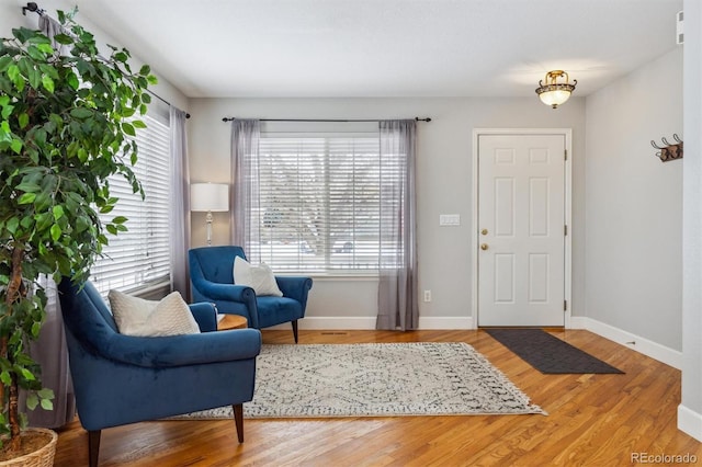 interior space with plenty of natural light and hardwood / wood-style floors