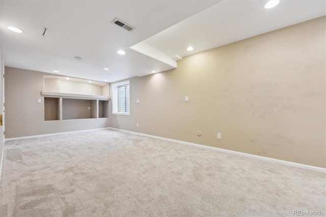 basement featuring carpet