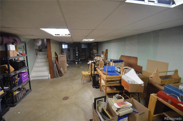 8450 Mason Cir, Westminster, CO 80031 - finished basement featuring a paneled ceiling and stairway