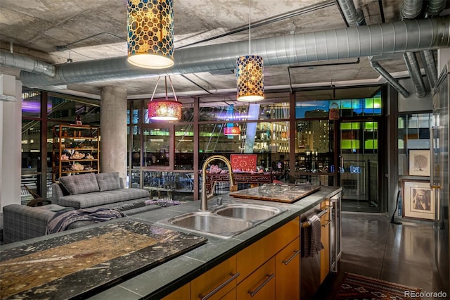 bar with a community bar and a sink