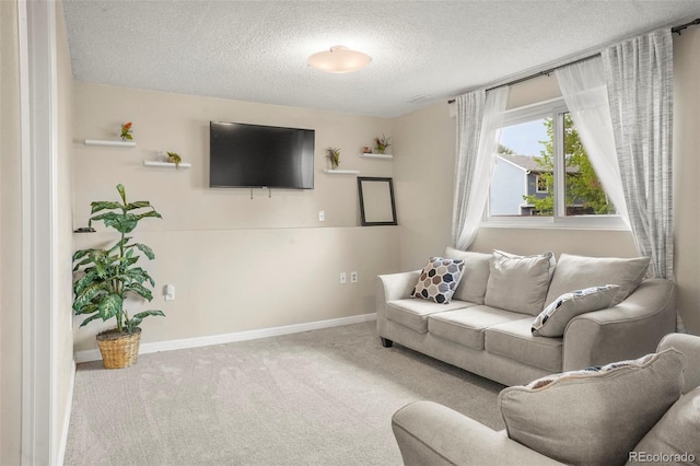 3312 Meadow Ave, Broomfield, CO 80020 - carpeted living area featuring a textured ceiling and baseboards