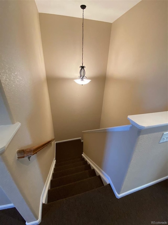 stairway with carpet floors