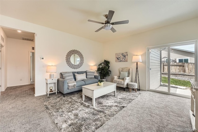 401 Quincy Rr Ave, Keenesburg, CO 80643 - living room with carpet flooring and a ceiling fan