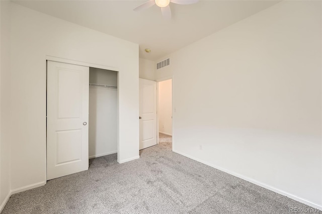 401 Quincy Rr Ave, Keenesburg, CO 80643 - unfurnished bedroom featuring carpet flooring, baseboards, a closet, and ceiling fan