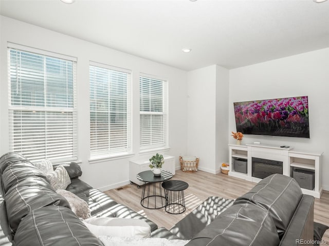 living room featuring light hardwood / wood-style floors