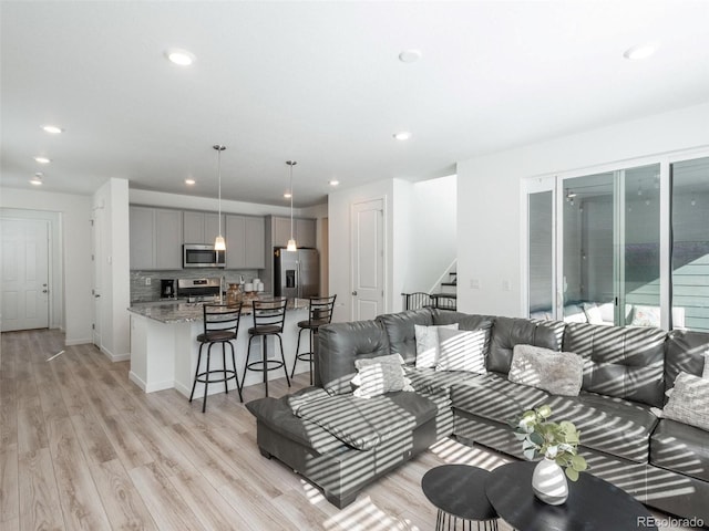 living room featuring light hardwood / wood-style flooring