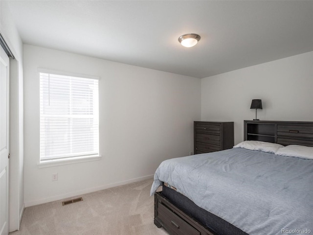 carpeted bedroom with a closet and multiple windows