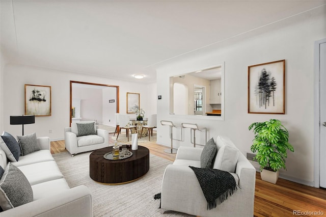 living room featuring light wood-type flooring