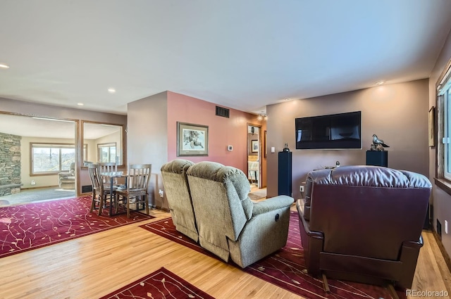 living room with wood-type flooring