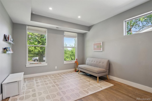2508 S Pennsylvania St, Denver, CO 80210 - living area with baseboards, wood finished floors, and recessed lighting