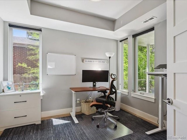 2508 S Pennsylvania St, Denver, CO 80210 - office area with baseboards and wood finished floors