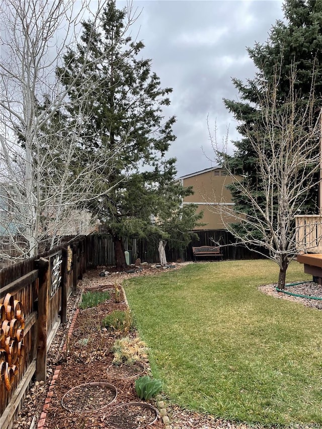 view of yard featuring a fenced backyard
