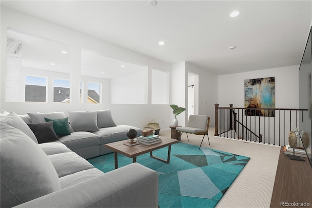 8850 Moonshimmer Trl, Littleton, CO 80125 - carpeted living area with recessed lighting
