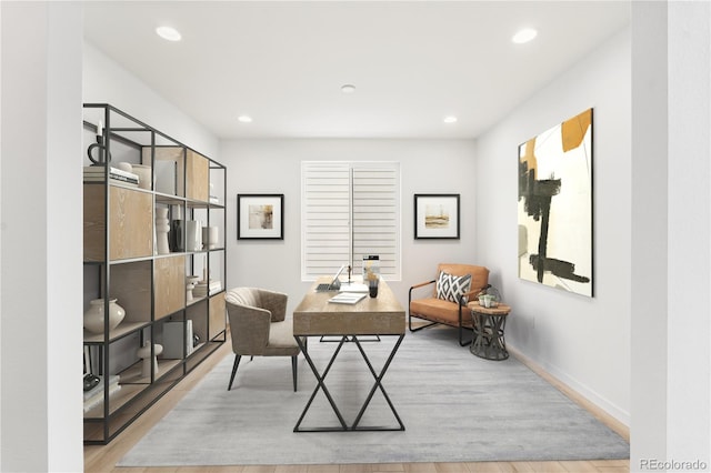 8850 Moonshimmer Trl, Littleton, CO 80125 - office area featuring wood finished floors and recessed lighting