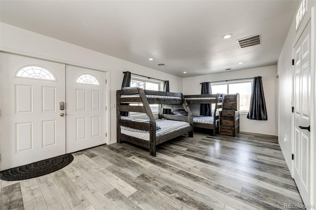 foyer with hardwood / wood-style flooring