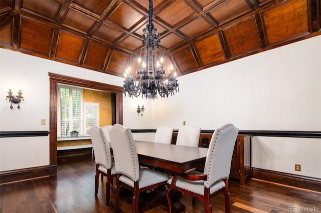 2409 E Cedar Ave, Denver, CO 80209 - dining space featuring dark wood-type flooring and a chandelier