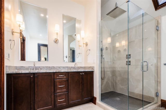 2409 E Cedar Ave, Denver, CO 80209 - full bath with a shower stall and double vanity