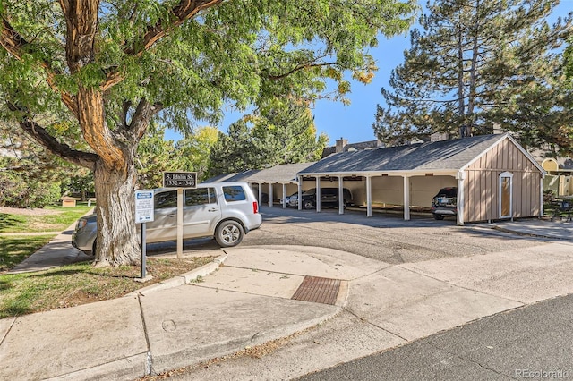 view of covered parking lot