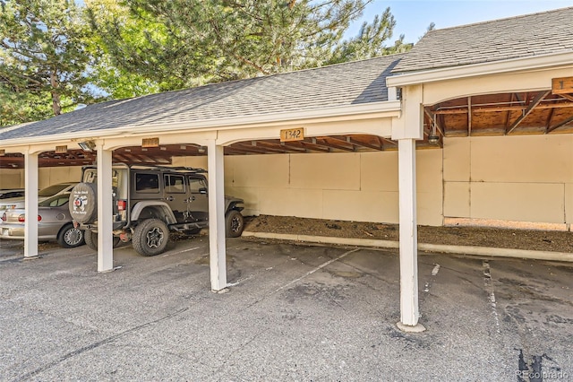 view of covered parking lot