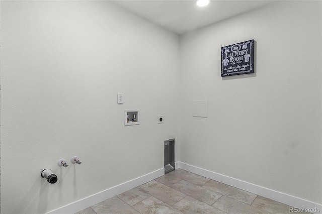 laundry area with laundry area, washer hookup, baseboards, and hookup for an electric dryer