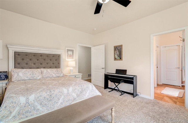 418 Hilltop Cir, Colorado Springs, CO 80905 - bedroom featuring light colored carpet and ceiling fan