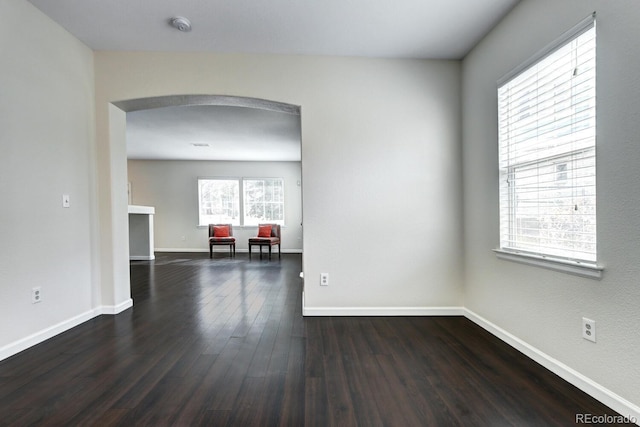 empty room with dark wood-type flooring