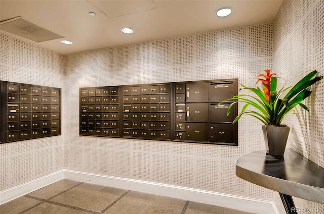 view of community featuring mail area and recessed lighting