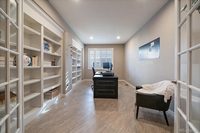 office space featuring french doors