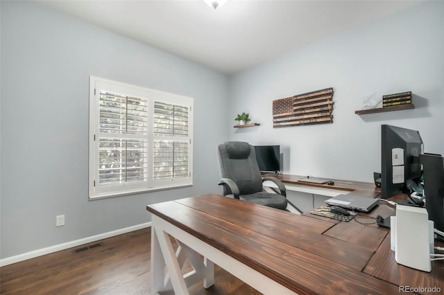 9005 Royal Melbourne Cir, Peyton, CO 80831 - home office with baseboards and wood finished floors