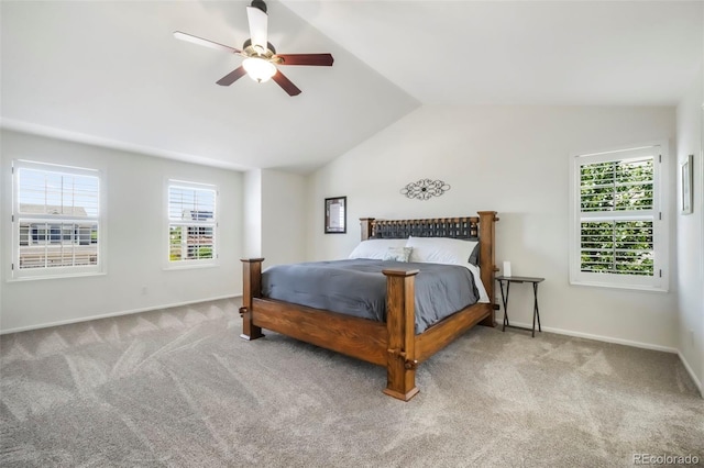 9005 Royal Melbourne Cir, Peyton, CO 80831 - carpeted bedroom featuring lofted ceiling and ceiling fan
